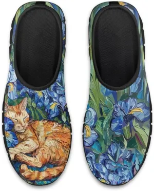 Women's Mesh Shoes Cat Print Non-Slip Athletic Sport Sneakers Soft Running Sneakers Cozy Breathable Walking Loafers for Outdoor