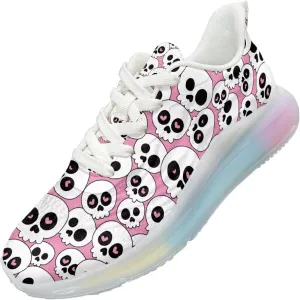 Women's Skull Sneaker Cozy Air Cushion Footwear Travel Sneaker Lightweight Anti-Slip Walking Shoes for Women US 6-11