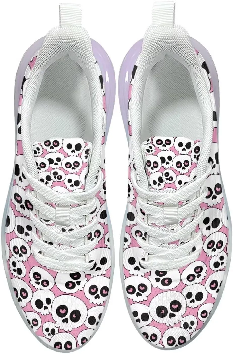 Women's Skull Sneaker Cozy Air Cushion Footwear Travel Sneaker Lightweight Anti-Slip Walking Shoes for Women US 6-11