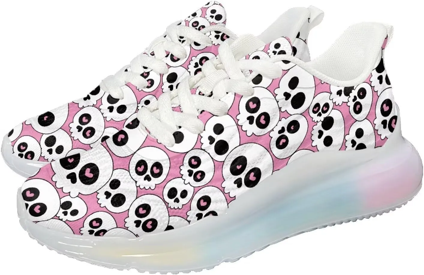 Women's Skull Sneaker Cozy Air Cushion Footwear Travel Sneaker Lightweight Anti-Slip Walking Shoes for Women US 6-11