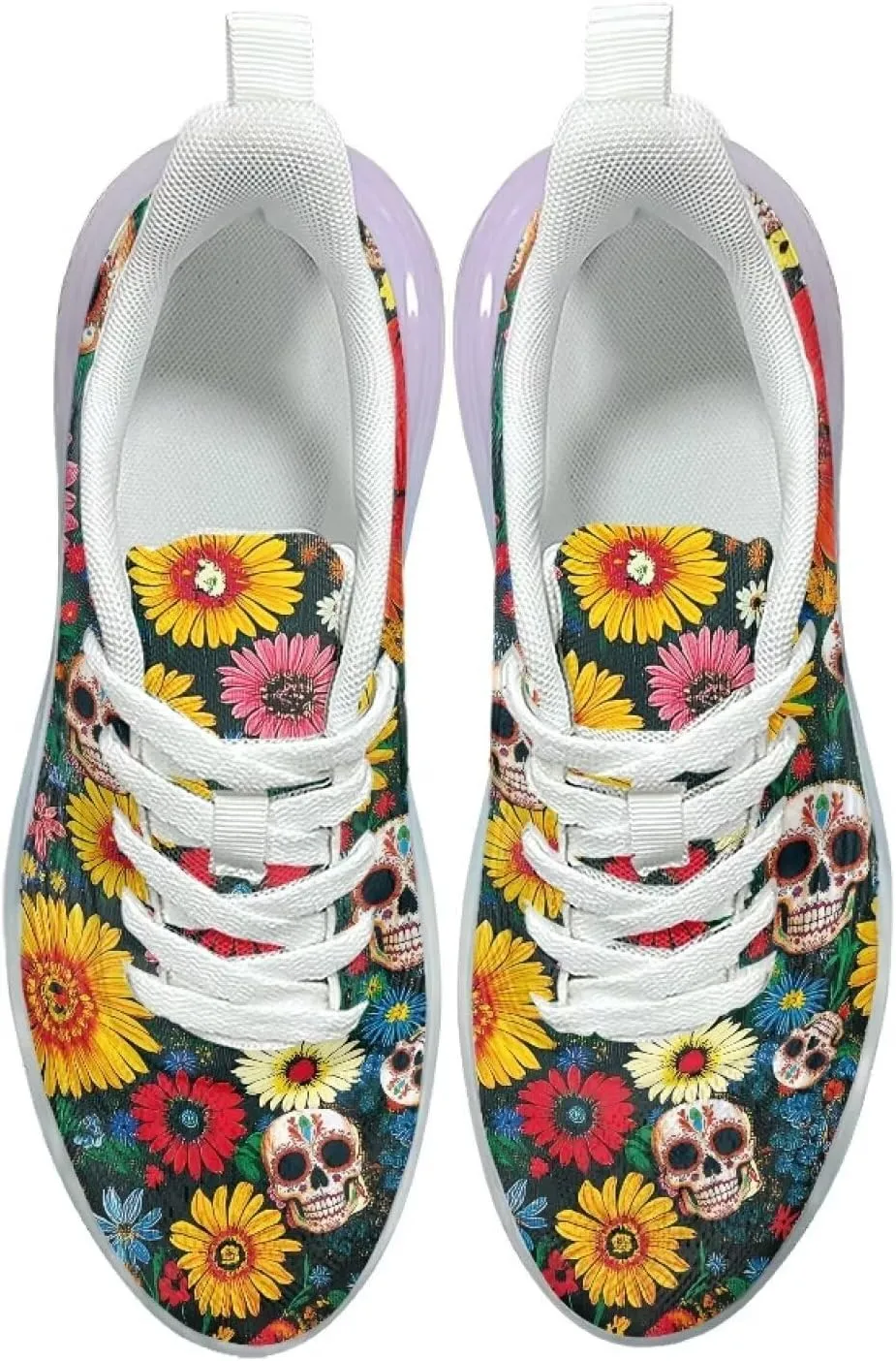 Women's Skull Sneaker Cozy Air Cushion Footwear Travel Sneaker Lightweight Anti-Slip Walking Shoes for Women US 6-11