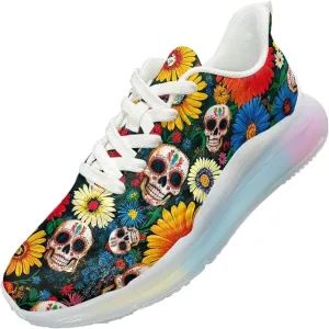 Women's Skull Sneaker Cozy Air Cushion Footwear Travel Sneaker Lightweight Anti-Slip Walking Shoes for Women US 6-11