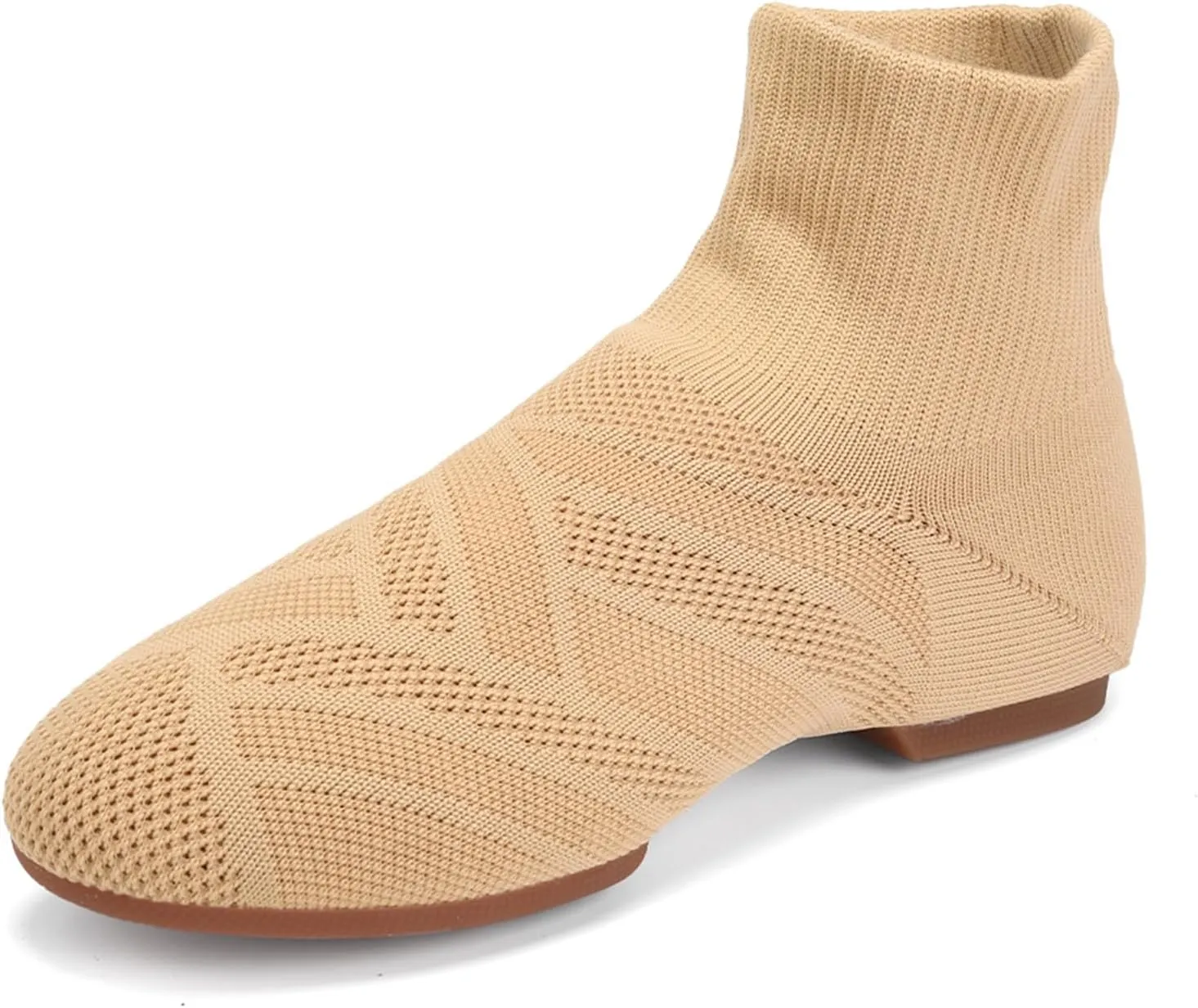 YKXLM Women Standard Practice Social Dance Sneaker Beginner Dance Practice Shoes for Women Low Heel Ballroom,Beige,1" Heel,6 US