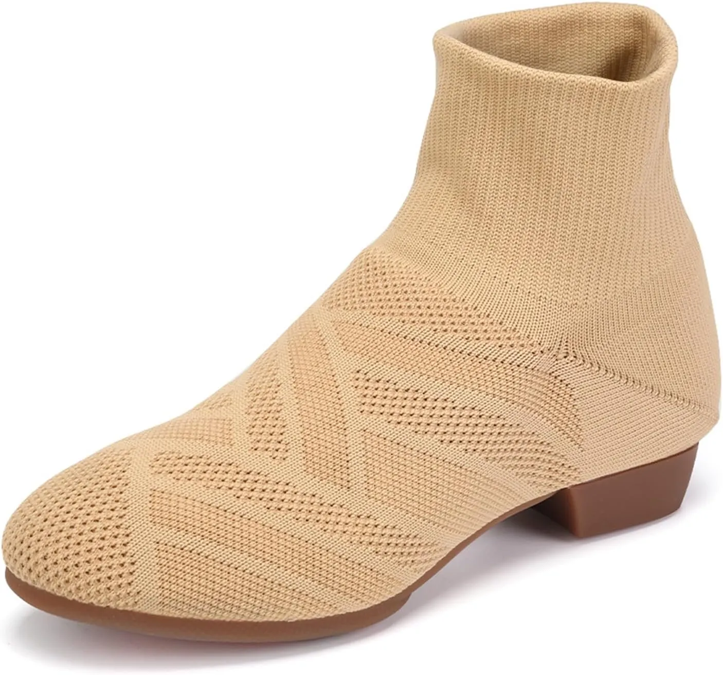 YKXLM Women Standard Practice Social Dance Sneaker Beginner Dance Practice Shoes for Women Low Heel Ballroom,Beige,1" Heel,6.5 US