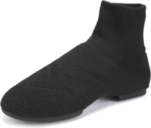 YKXLM Women Standard Practice Social Dance Sneaker Beginner Dance Practice Shoes for Women Low Heel Ballroom,Black,1" Heel,6.5 US