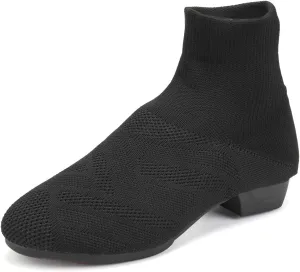 YKXLM Women Standard Practice Social Dance Sneaker Beginner Dance Practice Shoes for Women Low Heel Ballroom,Black,1" Heel,8 US
